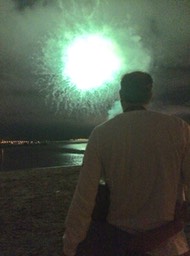 Daddy and C watching fireworks