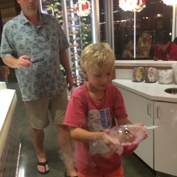 Daddy saves the day -- ice cream BEFORE dinner while waiting for reservation