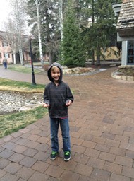 One boy who was very happy to see snow!