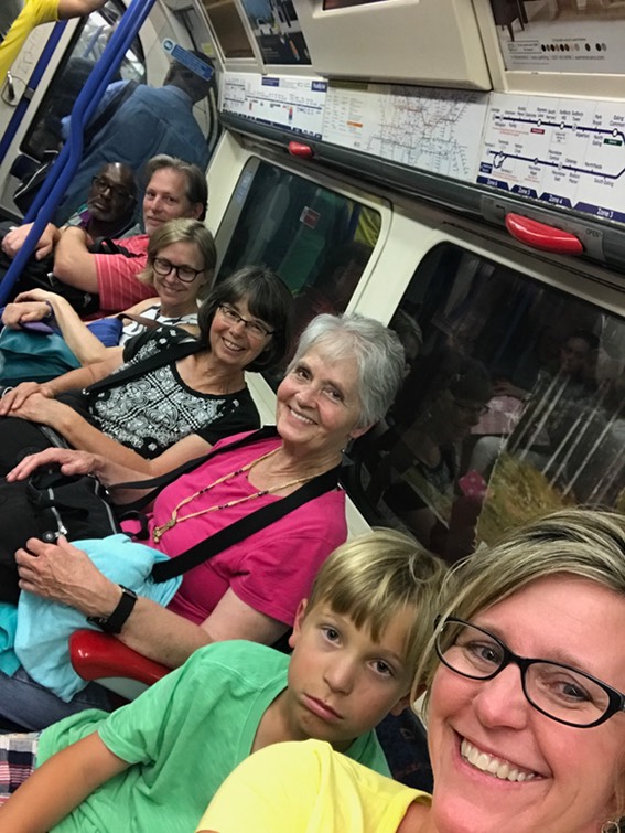 The whole gang on the tube