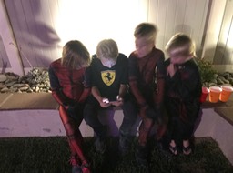 Nick, Hunter, Carter and another boy at Halloween Party
