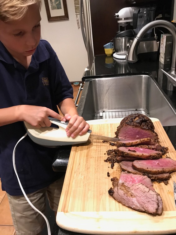 C helping with dinner