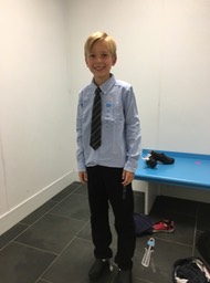 C trying on the clothes he chose for the Gala