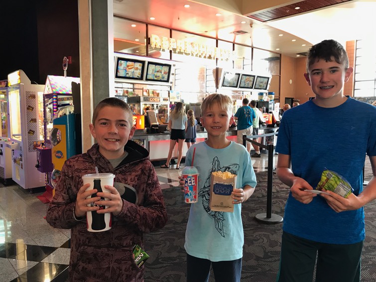 Adam, C and Bradly went to the movies by themselves