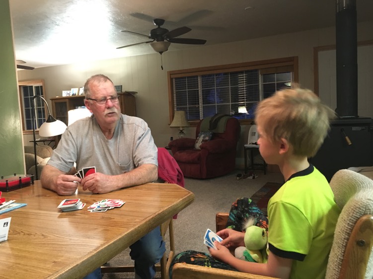 Papa asked to join us in game of Uno.