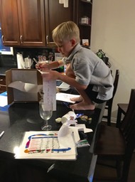 C working on book report - needed to see the top of the box