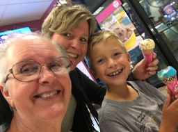 Taking Grandma Cheney to Ice Cream after her delayed flight